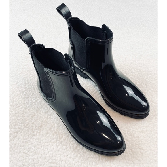 FRENCH CONNECTION • Black Chelsea Ankle Rain Boots - Picture 11 of 16